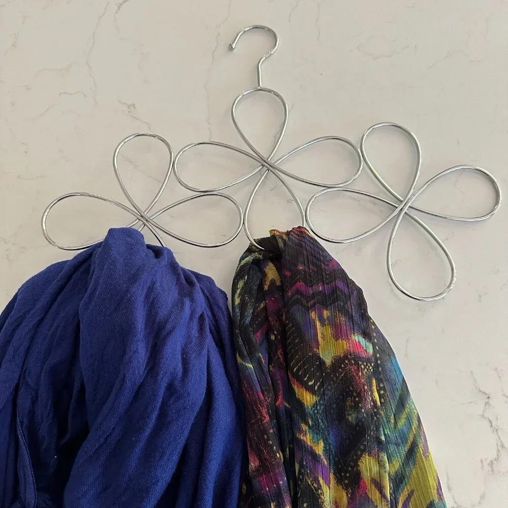 Chrome Floral Design Hanging Scarf Holder
